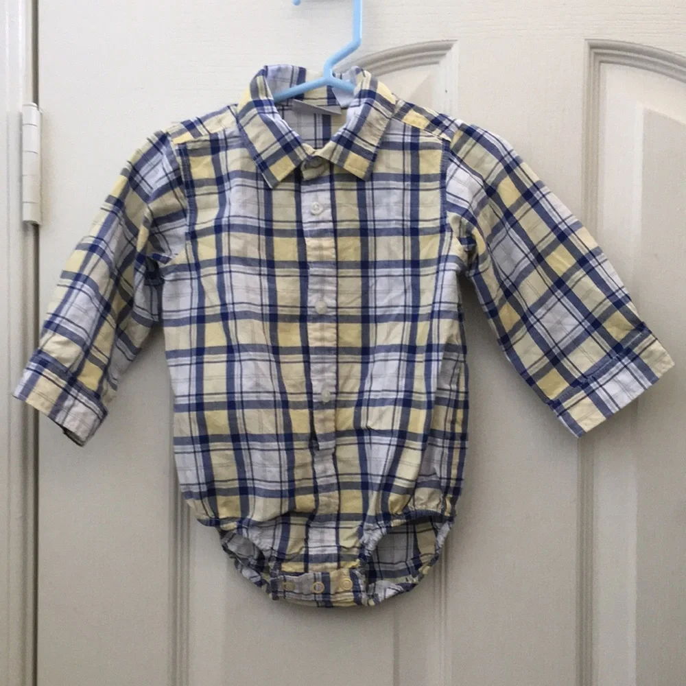 Infant Boys’ The Children’s Place Plaid Shirt Snap-crotch One-piece (9-12 months